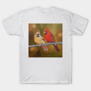 Northern Cardinal Pair painting T-Shirt